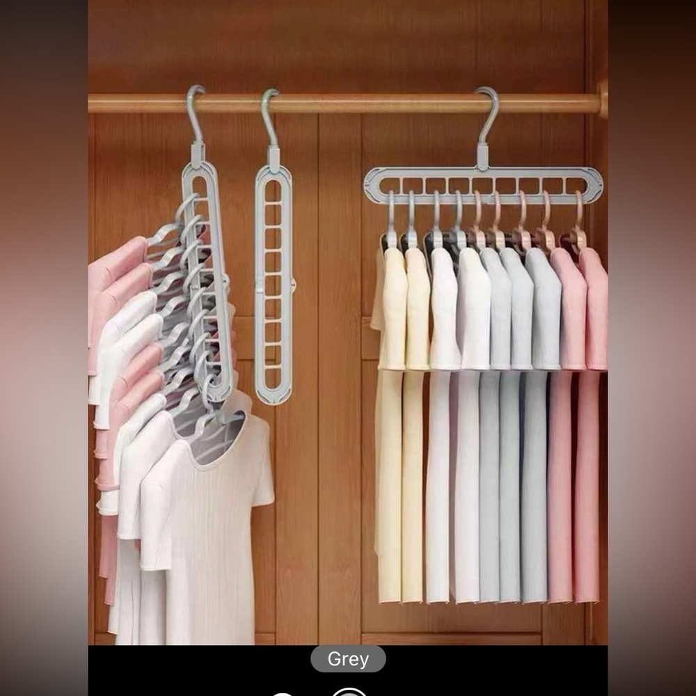 1pc Multifunction Clothes Hanger Storage Rack, 9 Hole Magic Clothes Hang…